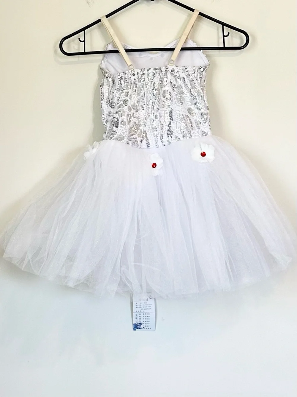 NWT White Sequin Tulle Kids Ballet Dress Ballerina Tutu - Size: 6 / 110 cm